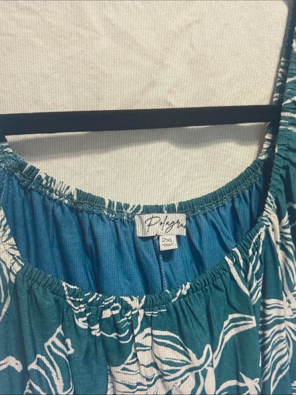 Polagram Teal Maxi Dress with White Leaf Motif - Picture 2 of 5